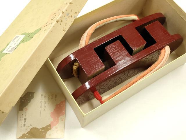 平和屋着物●和装小物　下駄　伊と忠　芝　逸品　未使用　AABJ1026ay