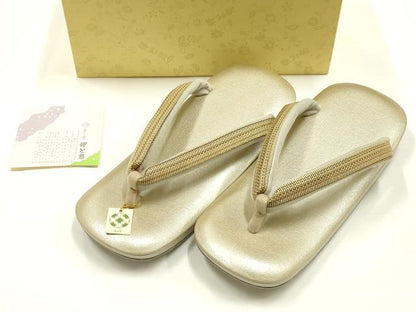 平和屋着物●男性　和装小物　草履　伊と忠　ゴールド　逸品　未使用　AABJ1027ay