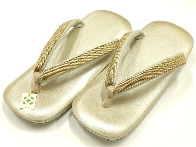 平和屋着物●男性　和装小物　草履　伊と忠　ゴールド　逸品　未使用　AABJ1027ay