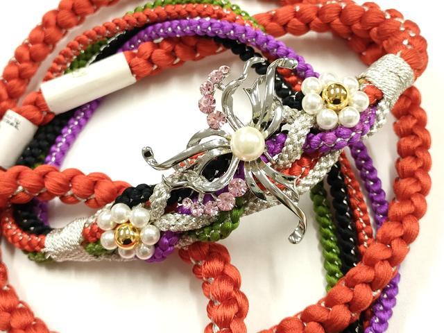 平和屋着物●和装小物　振袖用帯締め　装飾　パール　ラインストーン　銀糸　逸品　未使用　AABJ1040ay