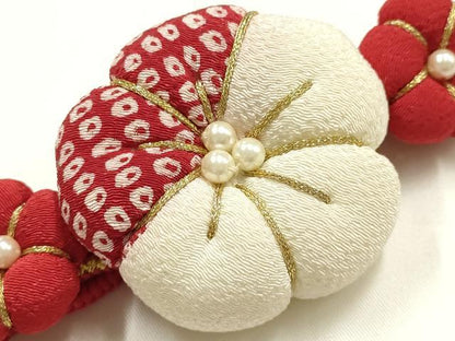 平和屋着物●和装小物　振袖用帯締め　装飾　ちりめん細工　パール　金糸　逸品　AABJ1044ay