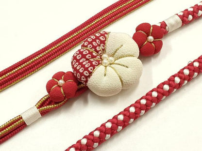 平和屋着物●和装小物　振袖用帯締め　装飾　ちりめん細工　パール　金糸　逸品　AABJ1044ay