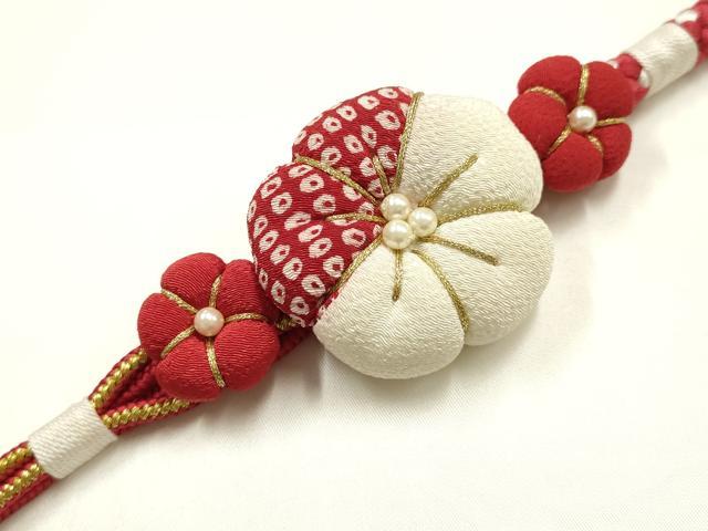 平和屋着物●和装小物　振袖用帯締め　装飾　ちりめん細工　パール　金糸　逸品　AABJ1044ay