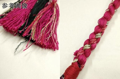 平和屋着物●和装小物　振袖用帯締め　装飾　ちりめん細工　椿　飾り玉　金銀糸　金彩　逸品　AABJ1048ay