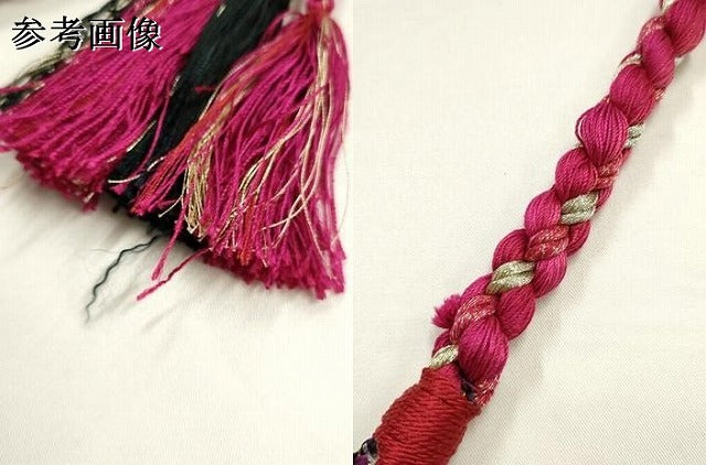 平和屋着物●和装小物　振袖用帯締め　装飾　ちりめん細工　椿　飾り玉　金銀糸　金彩　逸品　AABJ1048ay
