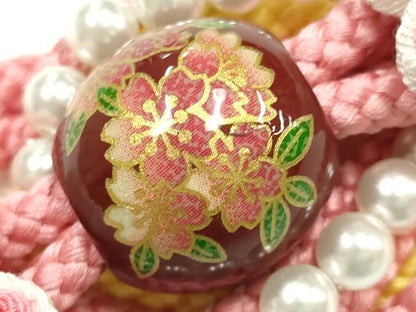 平和屋着物●和装小物　振袖用帯締め　装飾　飾り玉　パール　つまみ細工　金糸　金彩　逸品　未使用　AABJ1058ay