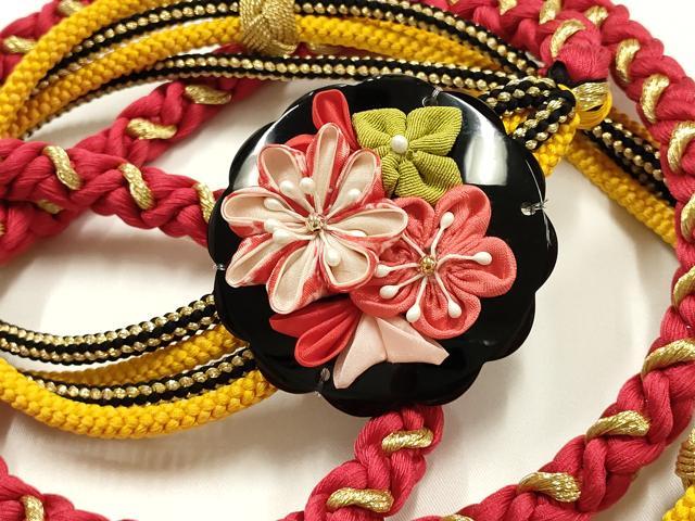 平和屋着物●和装小物　振袖用帯締め　装飾　つまみ細工　小田巻　金糸　逸品　AABJ1059ay