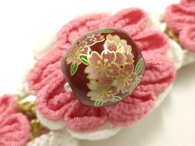 平和屋着物●和装小物　振袖用帯締め　装飾　飾り玉　つまみ細工　パール　金糸　金彩　撚り房　逸品　未使用　AABJ1060ay