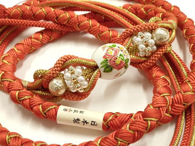 平和屋着物●和装小物　振袖用帯締め　翠嵐工房　装飾　飾り玉　パール　ビーズ　金糸　逸品　未使用　AABJ1072ay