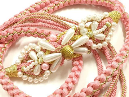 平和屋着物●和装小物　振袖用帯締め　装飾　パール　ビーズ　金糸　逸品　AABJ1080ay