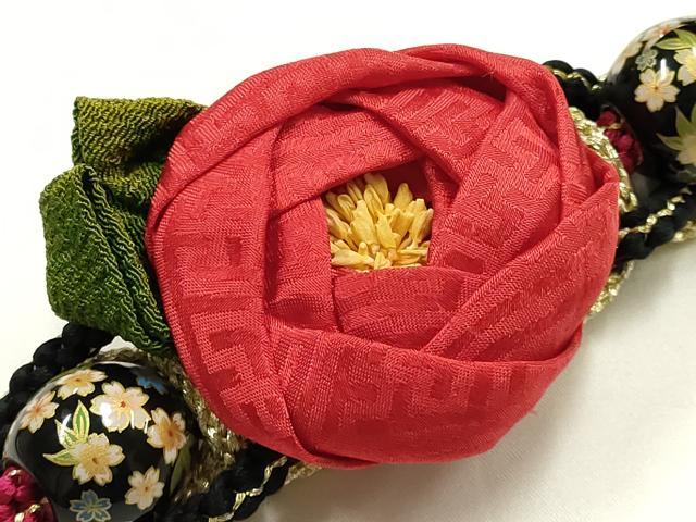平和屋着物●和装小物　振袖用帯締め　装飾　ちりめん細工　飾り玉　金糸　逸品　AABJ1081ay