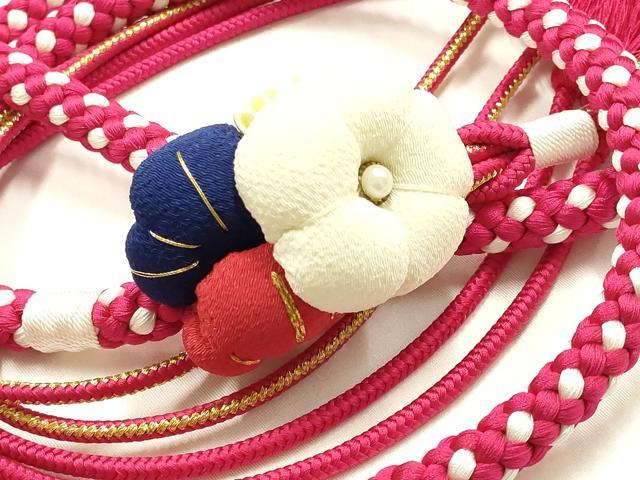 平和屋着物●和装小物　振袖用帯締め　装飾　ちりめん細工　パール　梅松　金糸　逸品　AABJ1082ay