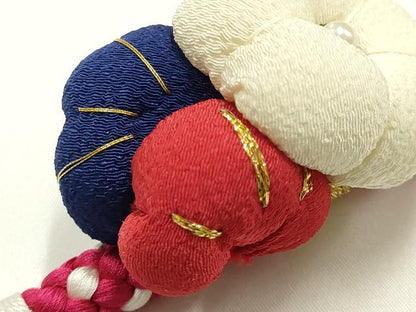 平和屋着物●和装小物　振袖用帯締め　装飾　ちりめん細工　パール　梅松　金糸　逸品　AABJ1082ay