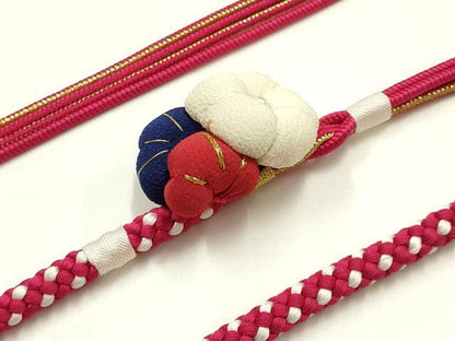 平和屋着物●和装小物　振袖用帯締め　装飾　ちりめん細工　パール　梅松　金糸　逸品　AABJ1082ay