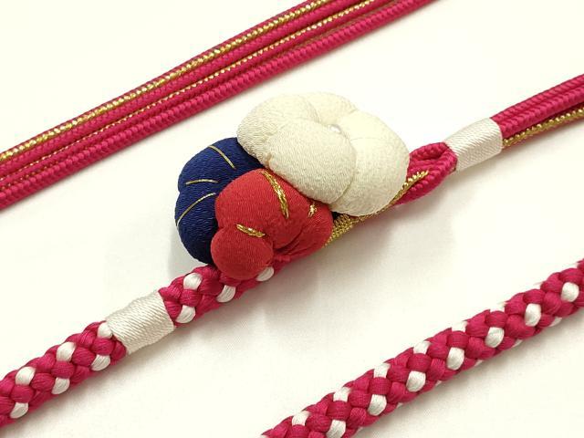 平和屋着物●和装小物　振袖用帯締め　装飾　ちりめん細工　パール　梅松　金糸　逸品　AABJ1082ay