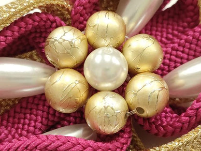 平和屋着物●和装小物　振袖用帯締め　装飾　パール　ビーズ　金糸　逸品　AABJ1083ay