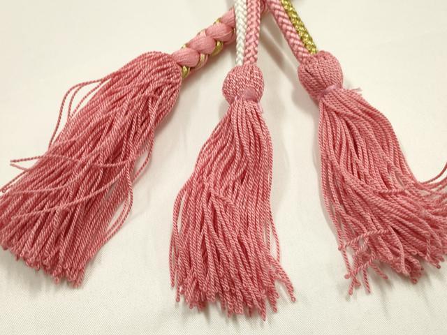 平和屋着物●和装小物　振袖用帯締め　装飾　飾り玉　つまみ細工　ビーズ　金糸　撚り房　逸品　未使用　AABJ1085ay