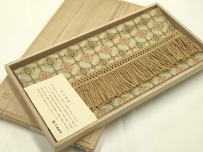 平和屋着物●西陣　川島織物　和装小物　テーブルセンター　角立華紋　金糸　証紙・共箱付き　逸品　AABJ1090ay