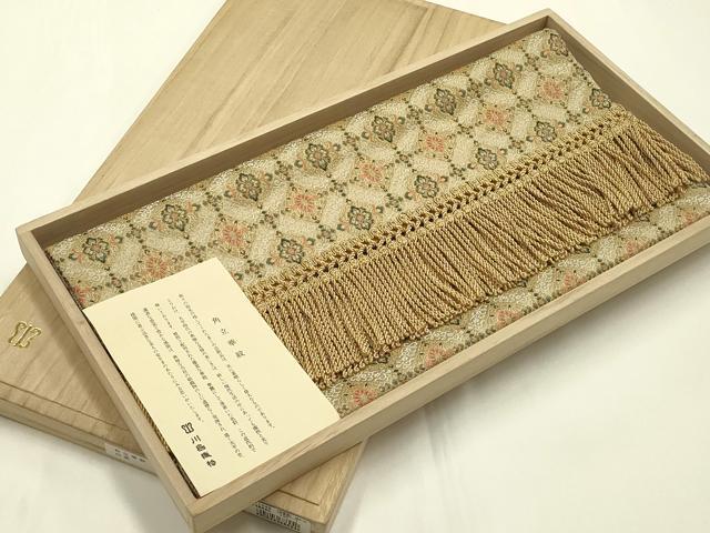 平和屋着物●西陣　川島織物　和装小物　テーブルセンター　角立華紋　金糸　証紙・共箱付き　逸品　AABJ1090ay