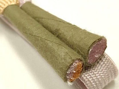 平和屋本店●和装小物　帯締め・帯揚げセット　高麗組 綾出し　草花文　蛍暈し　金糸　金彩　逸品　未使用　AABJ1116ay