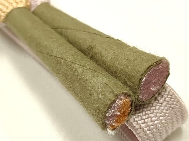 平和屋本店●和装小物　帯締め・帯揚げセット　高麗組 綾出し　草花文　蛍暈し　金糸　金彩　逸品　未使用　AABJ1116ay