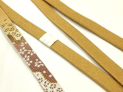 平和屋本店●和装小物　帯締め・帯揚げセット　高麗組　暈し　霞文　金糸　逸品　未使用　AABJ1117ay