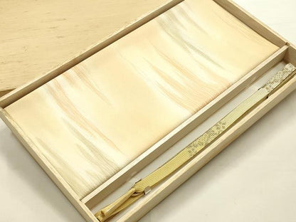 平和屋本店●和装小物　帯締め・帯揚げセット　高麗組 綾出し　霞文　金銀糸　暈し染め　丹後ちりめん　逸品　未使用　AABJ1118ay