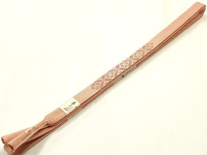 平和屋本店●和装小物　帯締め・帯揚げセット　高麗組　刺繍　草花文　金糸　暈し染め　逸品　未使用　AABJ1120ay
