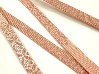 平和屋本店●和装小物　帯締め・帯揚げセット　高麗組　刺繍　草花文　金糸　暈し染め　逸品　未使用　AABJ1120ay