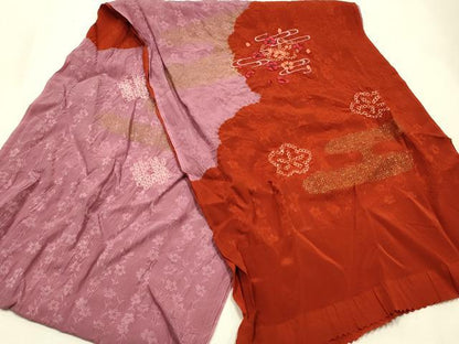 平和屋本店●和装小物　帯締め・帯揚げセット　高麗組　絞り　刺繍　霞花文　金糸　金彩　逸品　未使用　AABJ1121ay