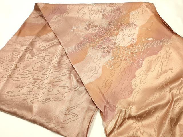 平和屋本店●和装小物　帯締め・帯揚げセット　高麗組 綾出し　草花文　金糸　金彩　暈し　逸品　未使用　AABJ1122ay
