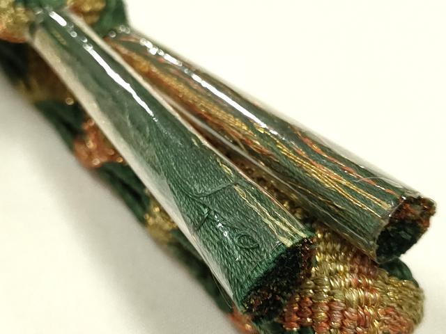 平和屋本店●和装小物　帯締め・帯揚げセット　唐組　斜縞　金糸　金通し地　暈し染め　逸品　未使用　AABJ1124ay