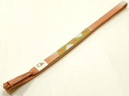 平和屋本店●和装小物　帯締め・帯揚げセット　高麗組 綾出し　草花文　金糸　金銀彩　暈し染め　逸品　未使用　AABJ1127ay