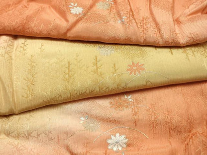 平和屋本店●和装小物　帯締め・帯揚げセット　高麗組 綾出し　草花文　金糸　金銀彩　暈し染め　逸品　未使用　AABJ1127ay