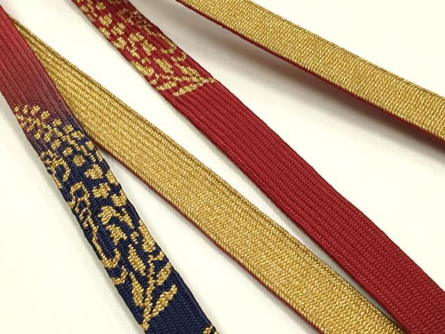 平和屋本店●和装小物　帯締め・帯揚げセット　高麗組 綾出し　霞花文　金糸　金彩　暈し染め　逸品　未使用　AABJ1129ay