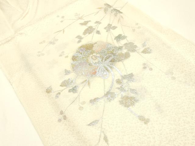 平和屋本店●和装小物　帯締め・帯揚げ・扇子セット　礼装用　笹浪組　鏡裏花文　金銀糸　金銀彩　亀房付き　逸品　未使用　AABJ1139ay