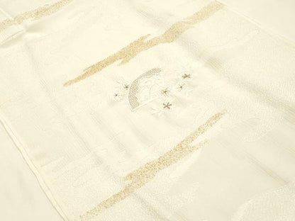 平和屋本店●和装小物　帯締め・帯揚げ・扇子セット　礼装用　笹浪組　刺繍　扇花文　金糸　金彩　亀房付き　逸品　未使用　AABJ1141ay