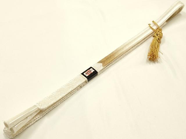 平和屋本店●和装小物　帯締め・帯揚げ・扇子セット　礼装用　平組　絞り　花柄　金彩　逸品　未使用　AABJ1143ay