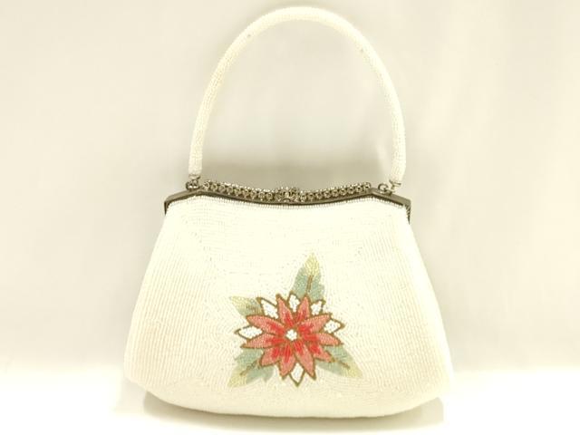 平和屋着物▼和装小物　和装バッグ　ハンドバッグ　ビーズバッグ　花柄　逸品　AABJ1147ay