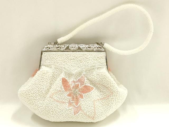 平和屋着物▼和装小物　和装バッグ　ハンドバッグ　ビーズバッグ　花柄　逸品　AABJ1149ay
