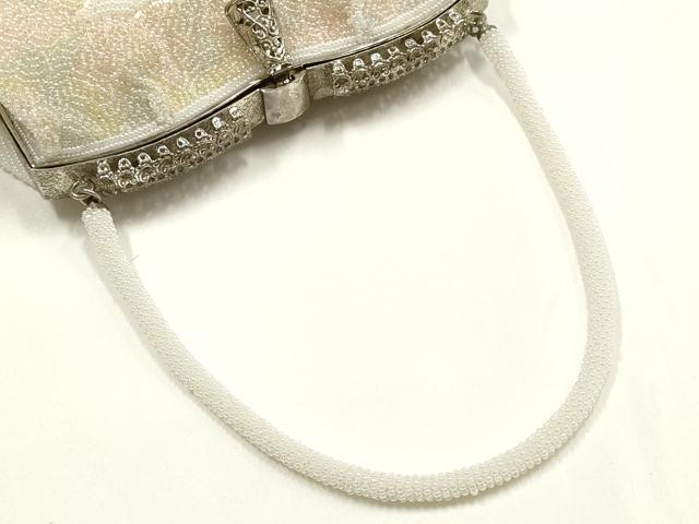 平和屋着物▼和装小物　和装バッグ　ハンドバッグ　ビーズバッグ　花柄　菊　逸品　AABJ1151ay