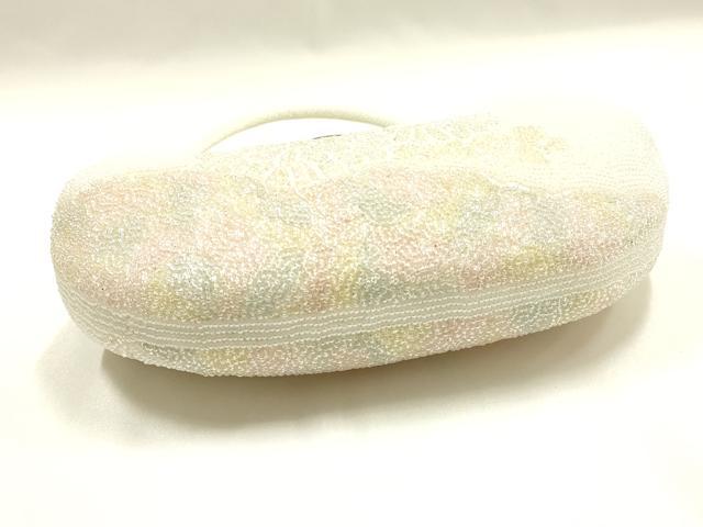 平和屋着物▼和装小物　和装バッグ　ハンドバッグ　ビーズバッグ　花柄　菊　逸品　AABJ1151ay
