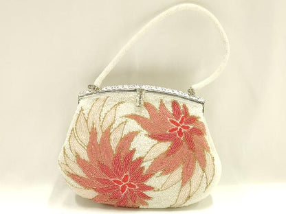 平和屋着物▼和装小物　和装バッグ　ハンドバッグ　ビーズバッグ　花柄　逸品　AABJ1154ay