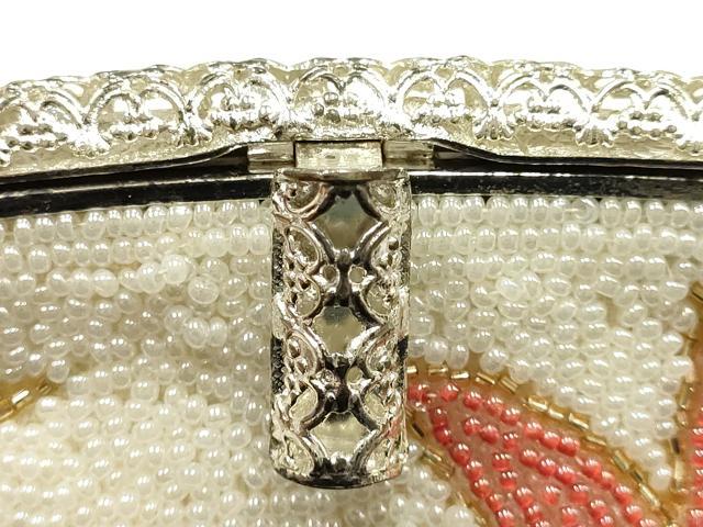 平和屋着物▼和装小物　和装バッグ　ハンドバッグ　ビーズバッグ　花柄　逸品　AABJ1154ay