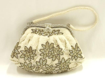 平和屋着物▼和装小物　和装バッグ　ハンドバッグ　ビーズバッグ　花柄　逸品　AABJ1155ay