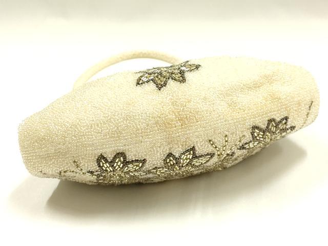 平和屋着物▼和装小物　和装バッグ　ハンドバッグ　ビーズバッグ　花柄　逸品　AABJ1155ay