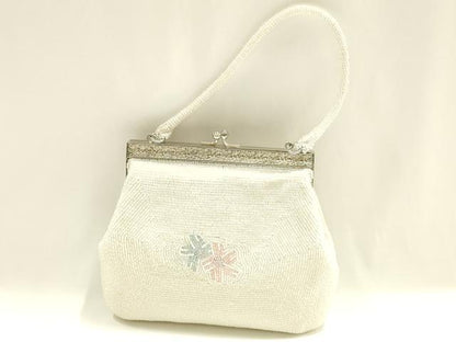 平和屋着物▼和装小物　和装バッグ　ハンドバッグ　ビーズバッグ　花柄　がま口　逸品　AABJ1157ay