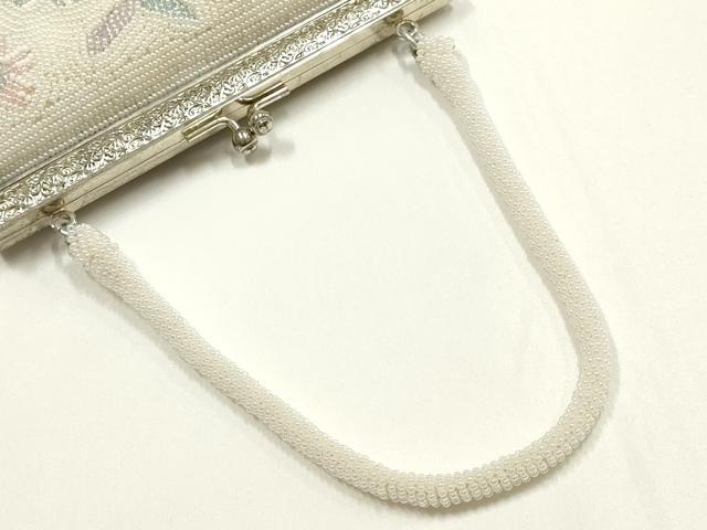 平和屋着物▼和装小物　和装バッグ　ハンドバッグ　ビーズバッグ　花柄　がま口　逸品　AABJ1157ay