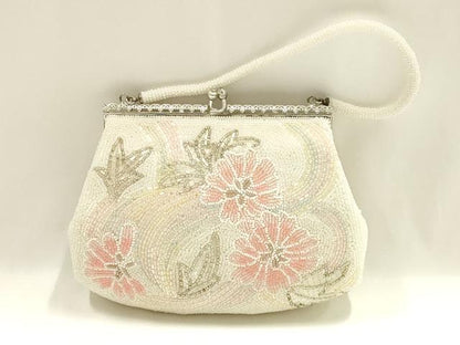 平和屋着物▼和装小物　和装バッグ　ハンドバッグ　ビーズバッグ　花柄　がま口　逸品　AABJ1158ay