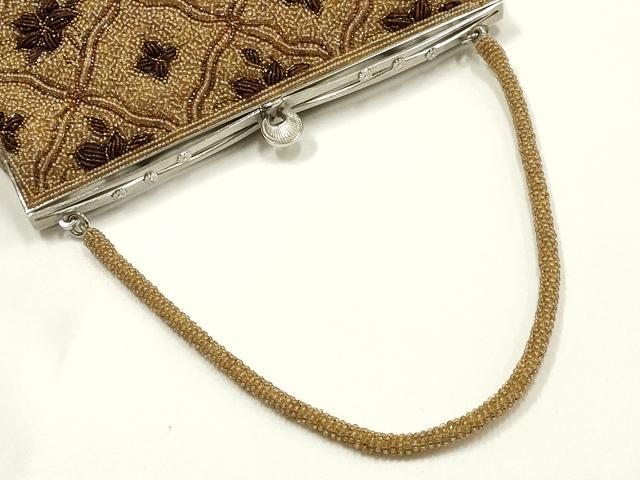 平和屋着物▼和装小物　和装バッグ　ハンドバッグ　ビーズバッグ　花柄　逸品　AABJ1161ay